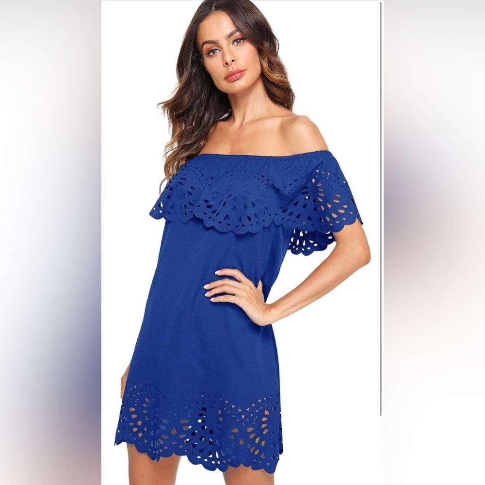 Blue Off-Shoulder Dress